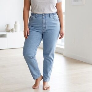 Lee High Rise Tapered Jeans Womens 16 Long‎ Elastic Waist Light Wash Vintage 90s